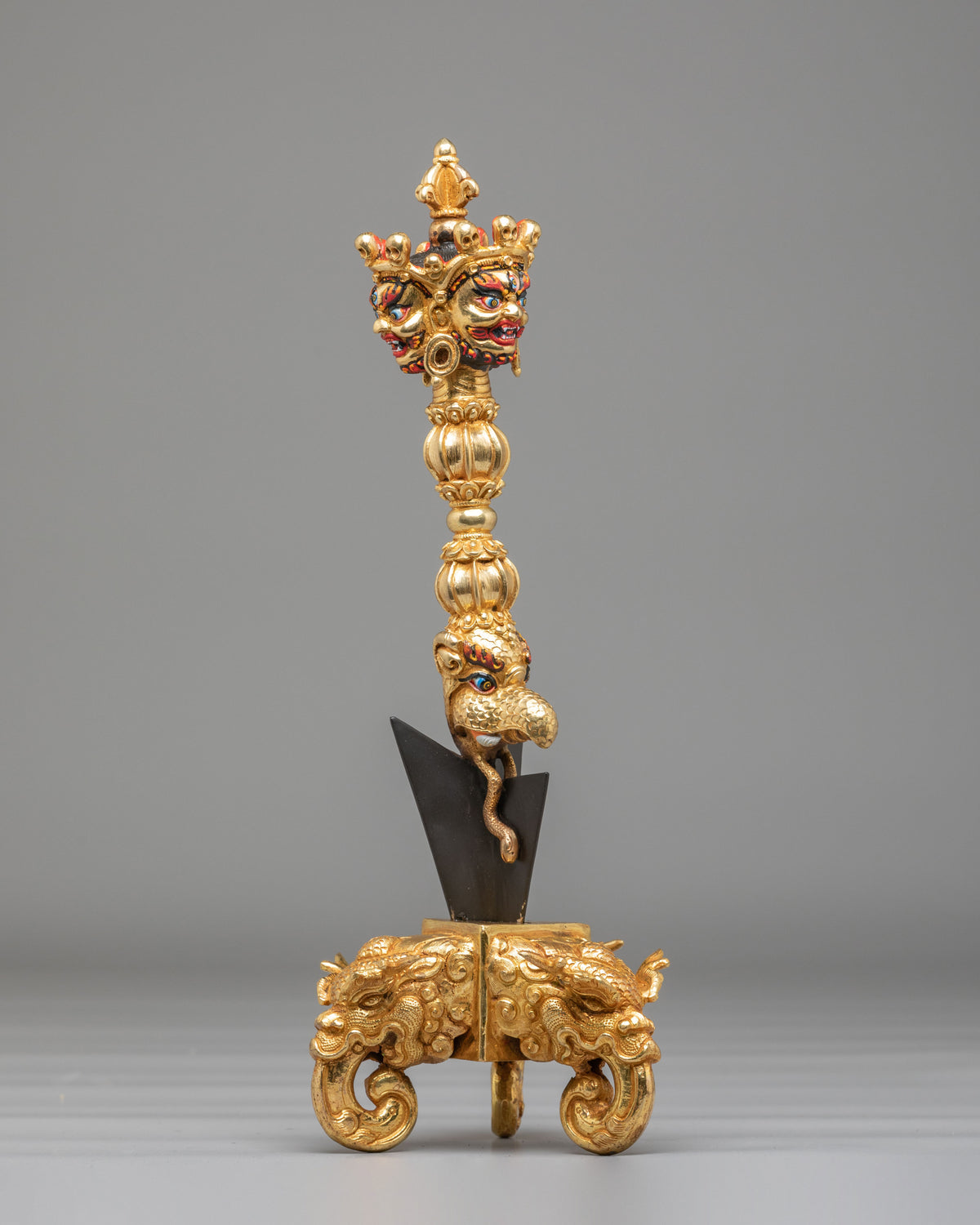 Traditional Buddhist Ceremonial Dagger Phurba | Gold Plated Tibetan Ritual Dagger