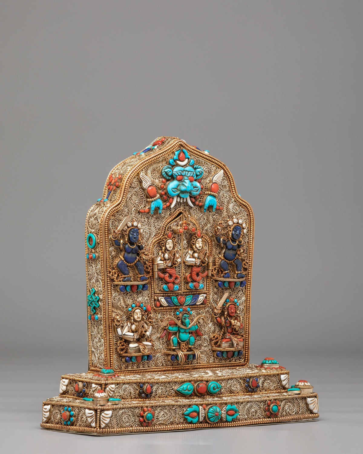 Tibetan Buddhist Ghau Shrine Box | Sacred Tibetan Offering Box