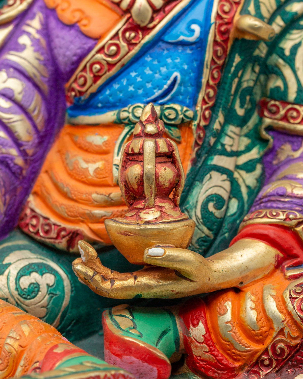 Padmasambhava Home Shrine Statue | Gold Plated Copper