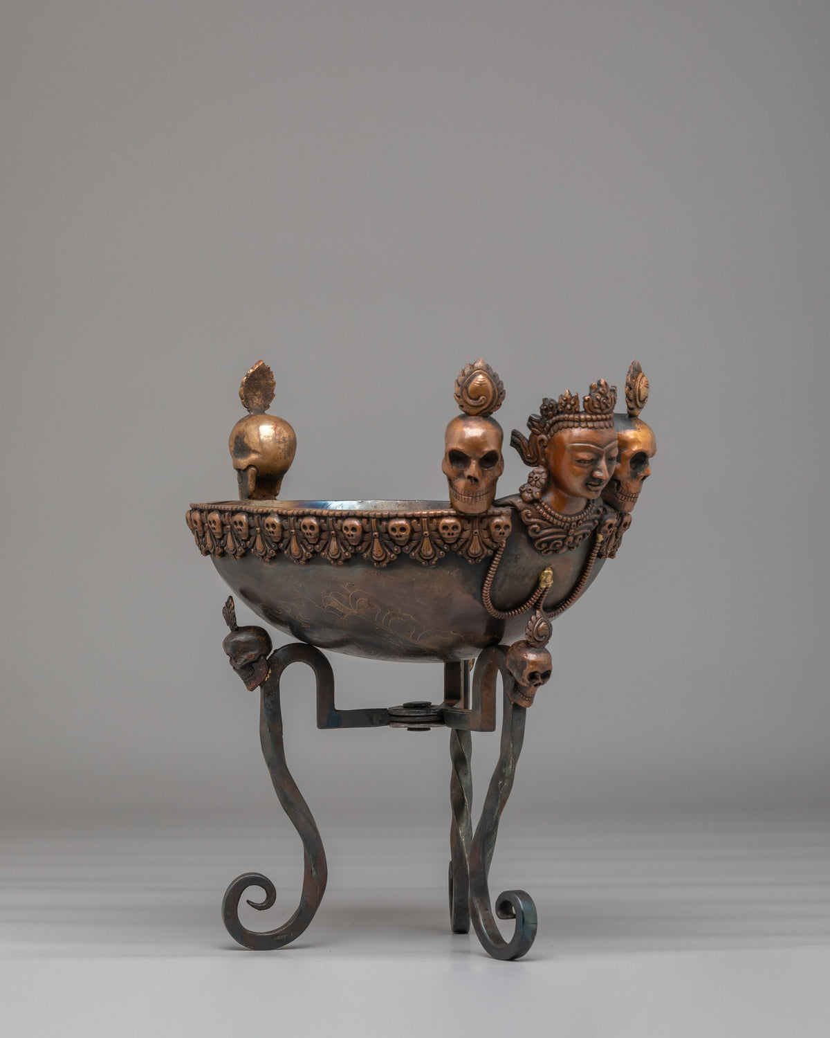 Himalayan Ritual Kapala With Stand | Traditional Skull Cup