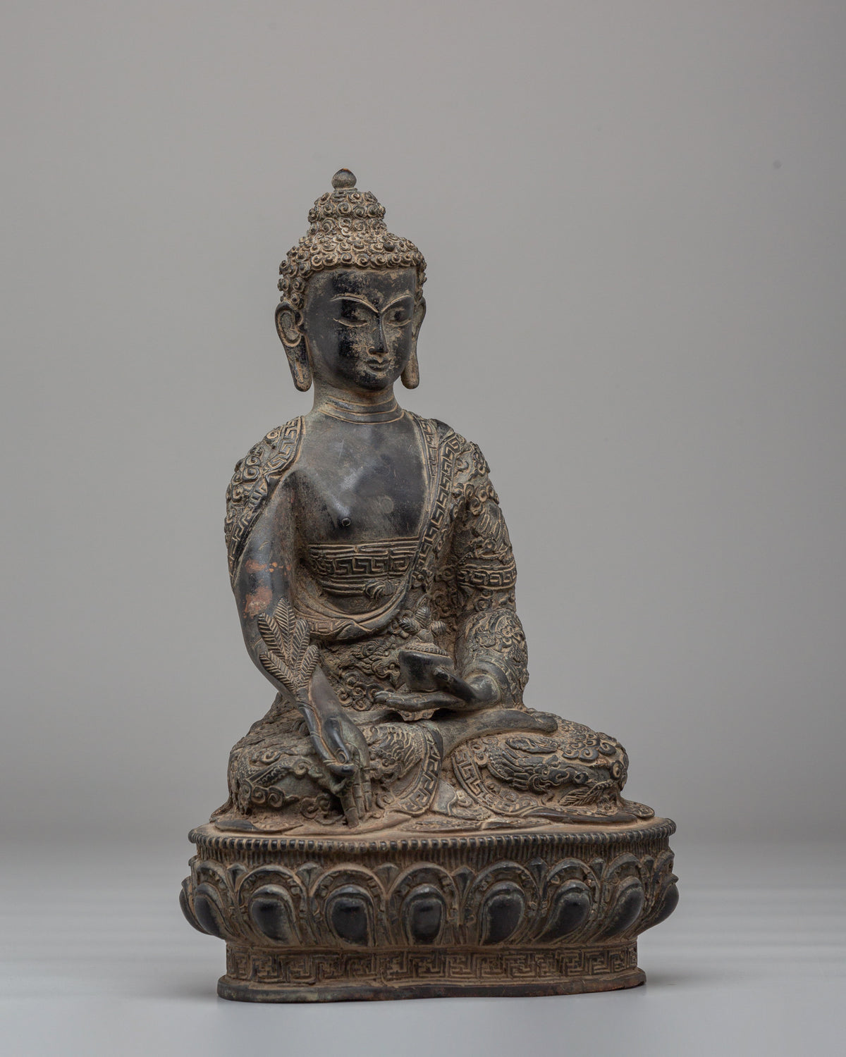 Tibetan Medicine Buddha Spiritual Statue | Handcrafted Oxidized Copper Statue