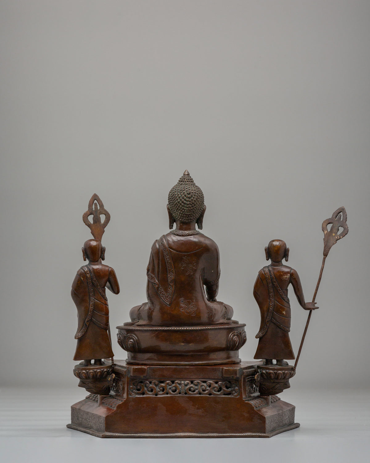 Buddha Shakyamuni with Disciples Statue | Garuda Makara Throne