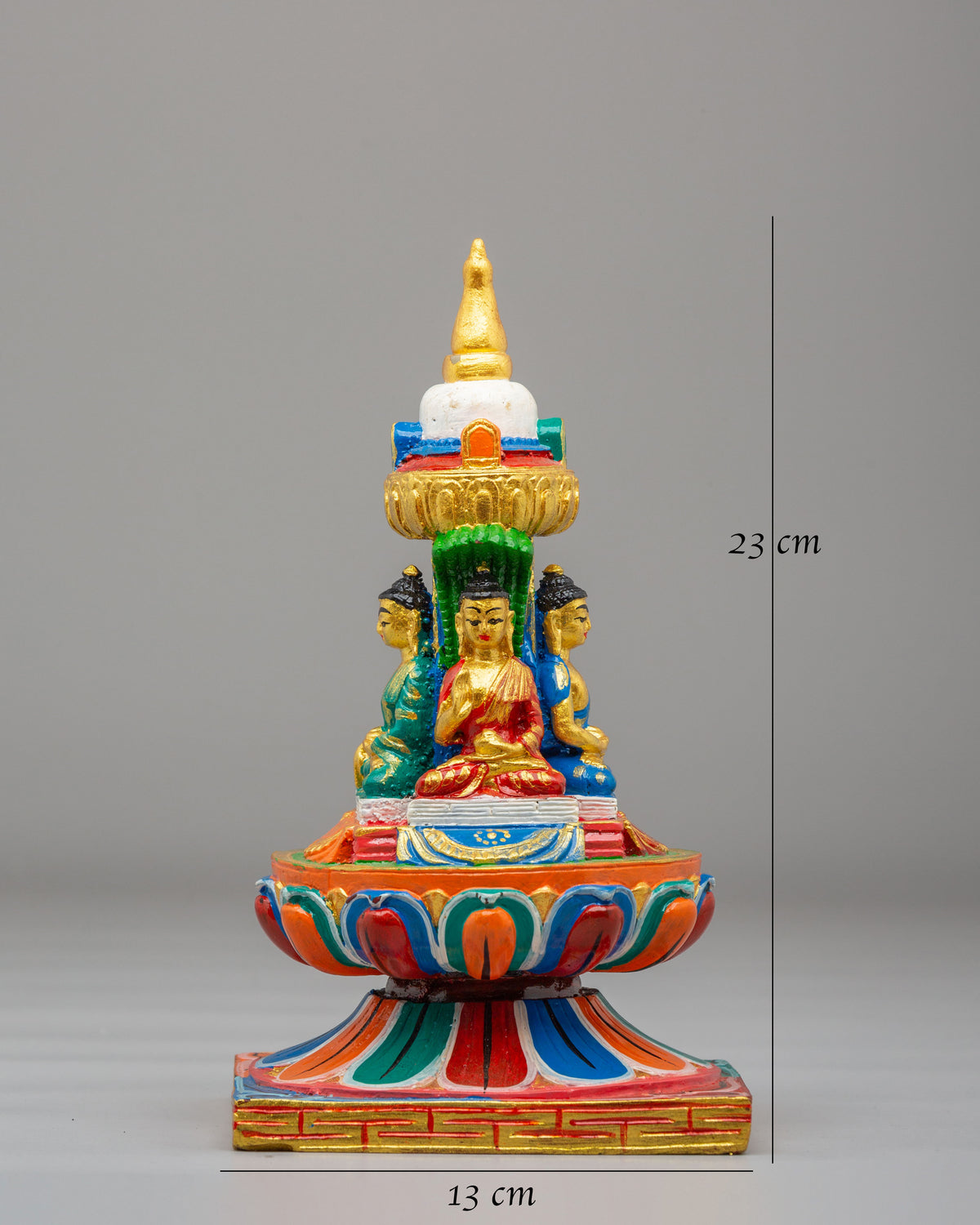 Stupa with Five Dhyani Buddhas | Handcrafted Sacred Shrine