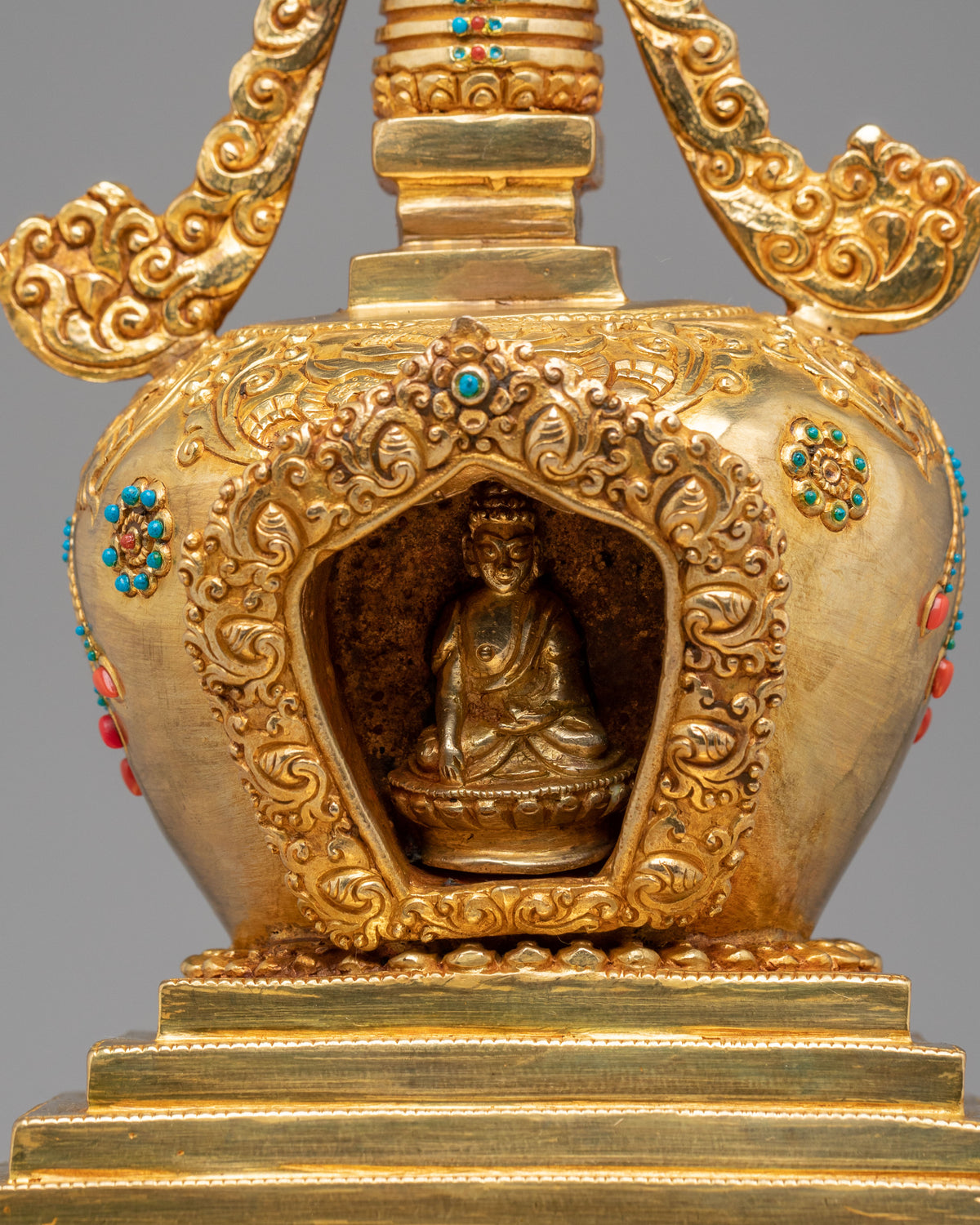 Enlightenment Chorten Stupa | Gold Plated Shakyamuni Buddha Shrine