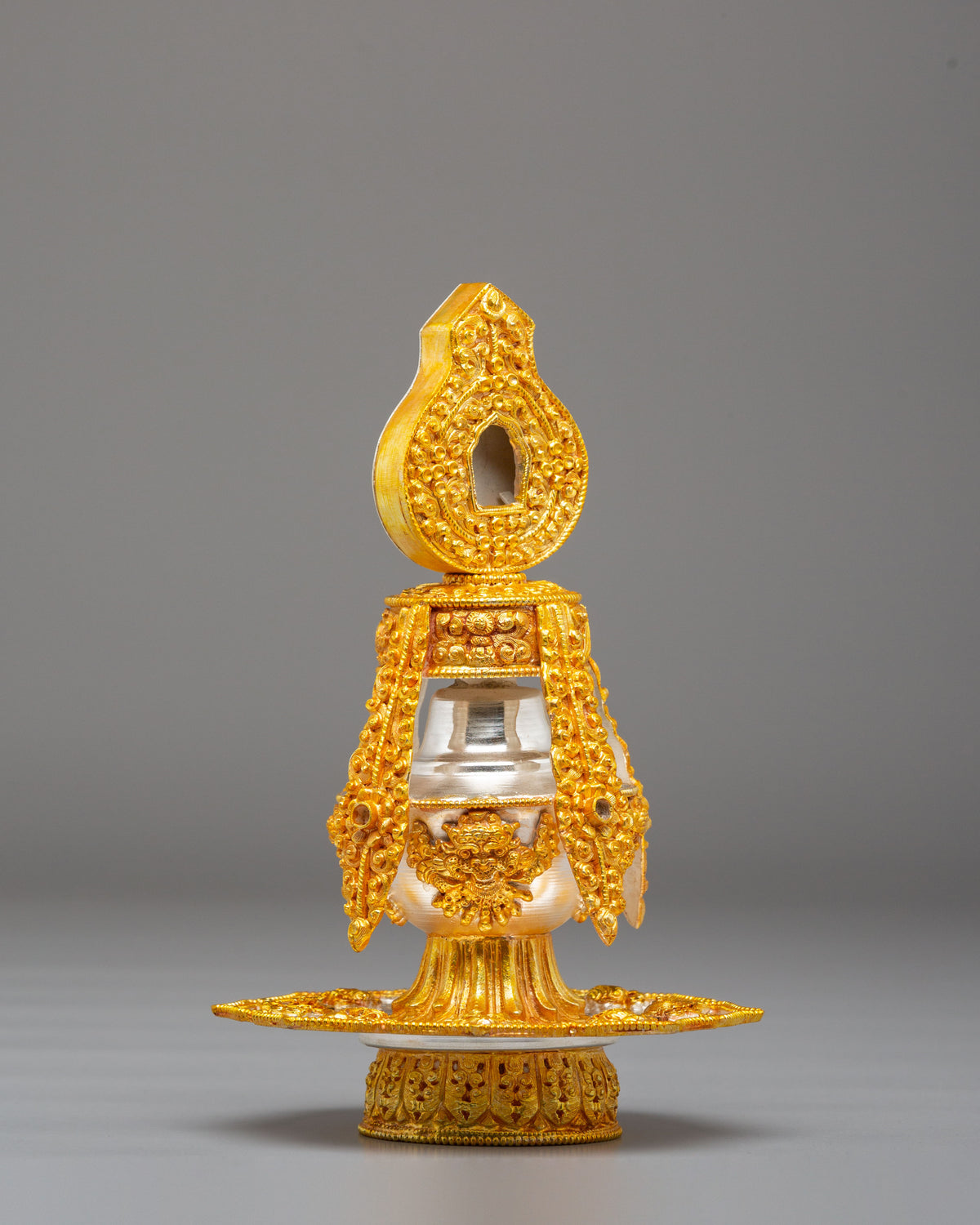 Buddhist Shrine Long Life Vase | Electro Gold Plated Copper Ritual Vessel