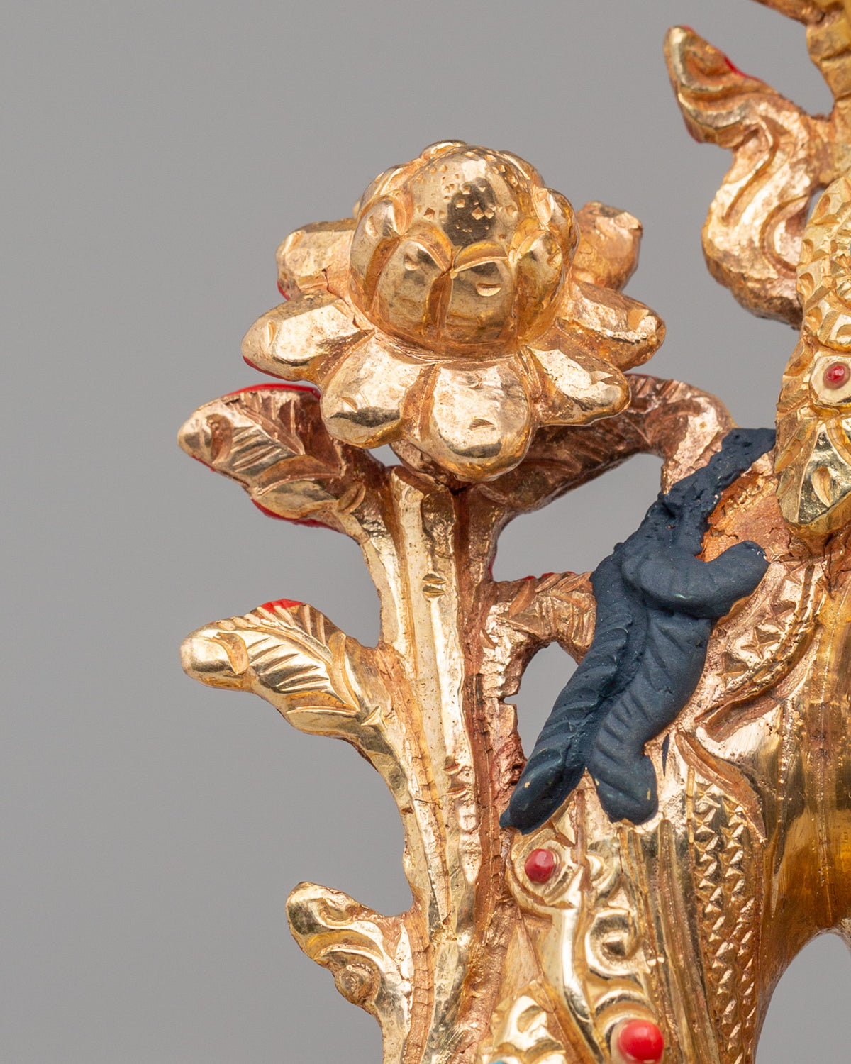 Handmade Altar Green Tara Statue | Gold Plated Buddhist Sculpture