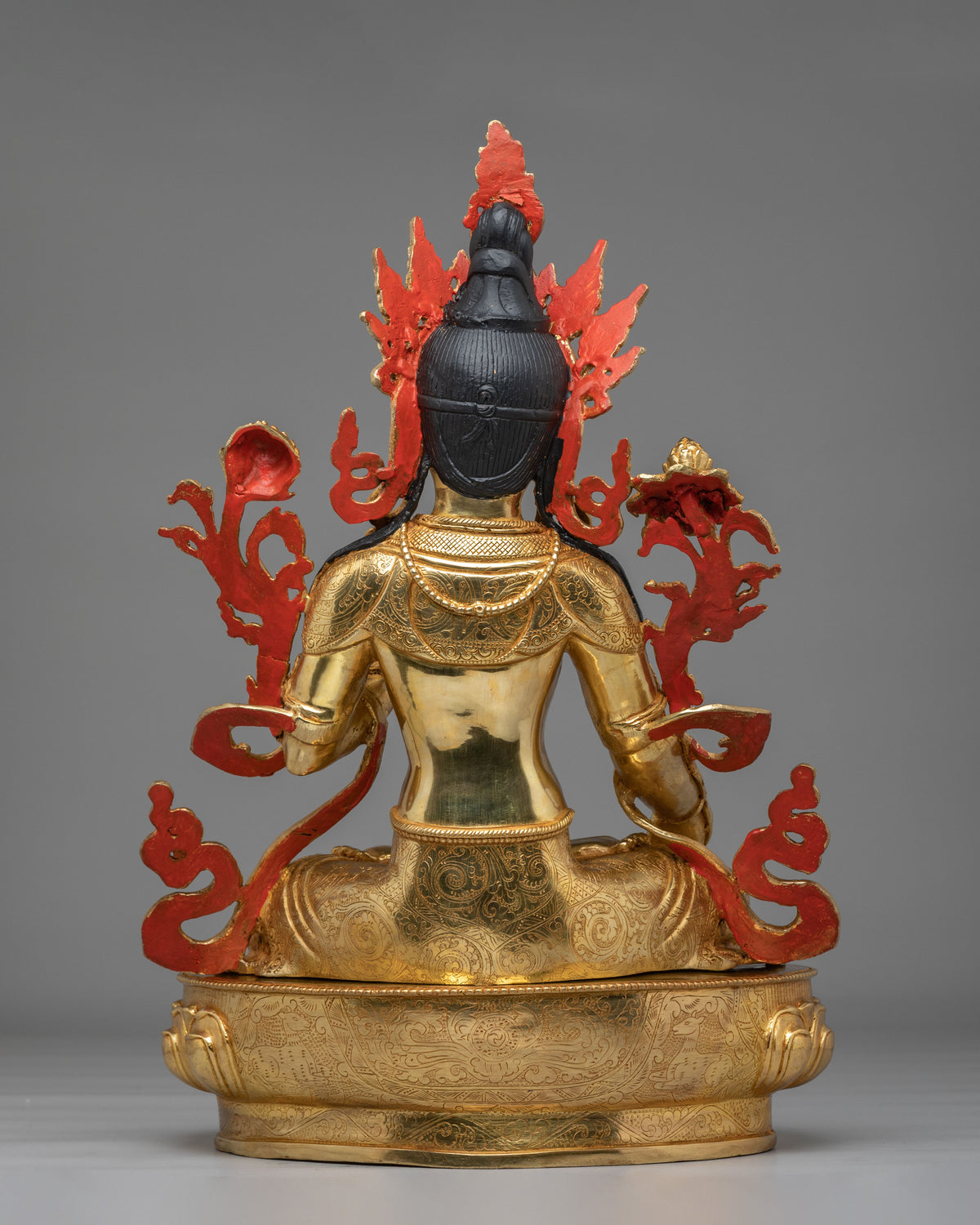 Tibetan Buddhist White Tara Sculpture | 24K Gold Plated Goddess Statue