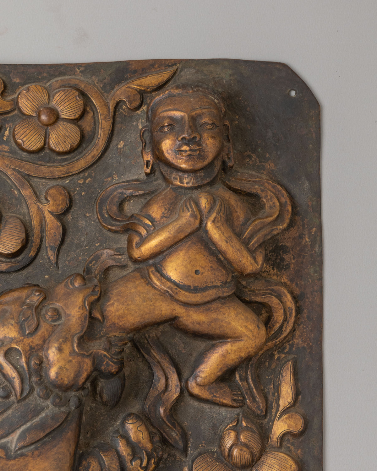Antique Snow Lion Copper Wall Hanging Set | 35+ Year Himalayan Art