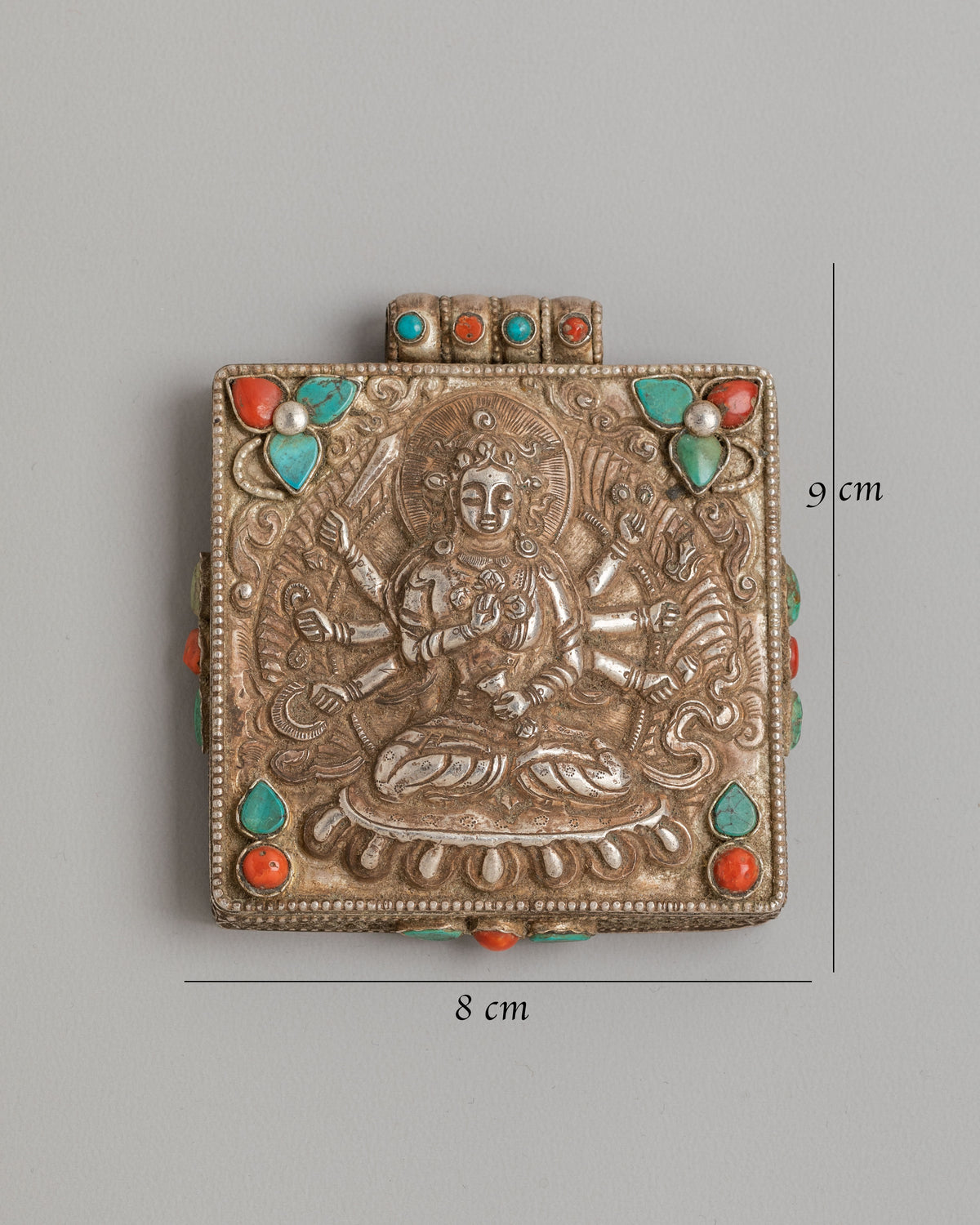 Vajrasattva Tibetan Ghau Box Locket | Handcarved Silver Buddhist Amulet