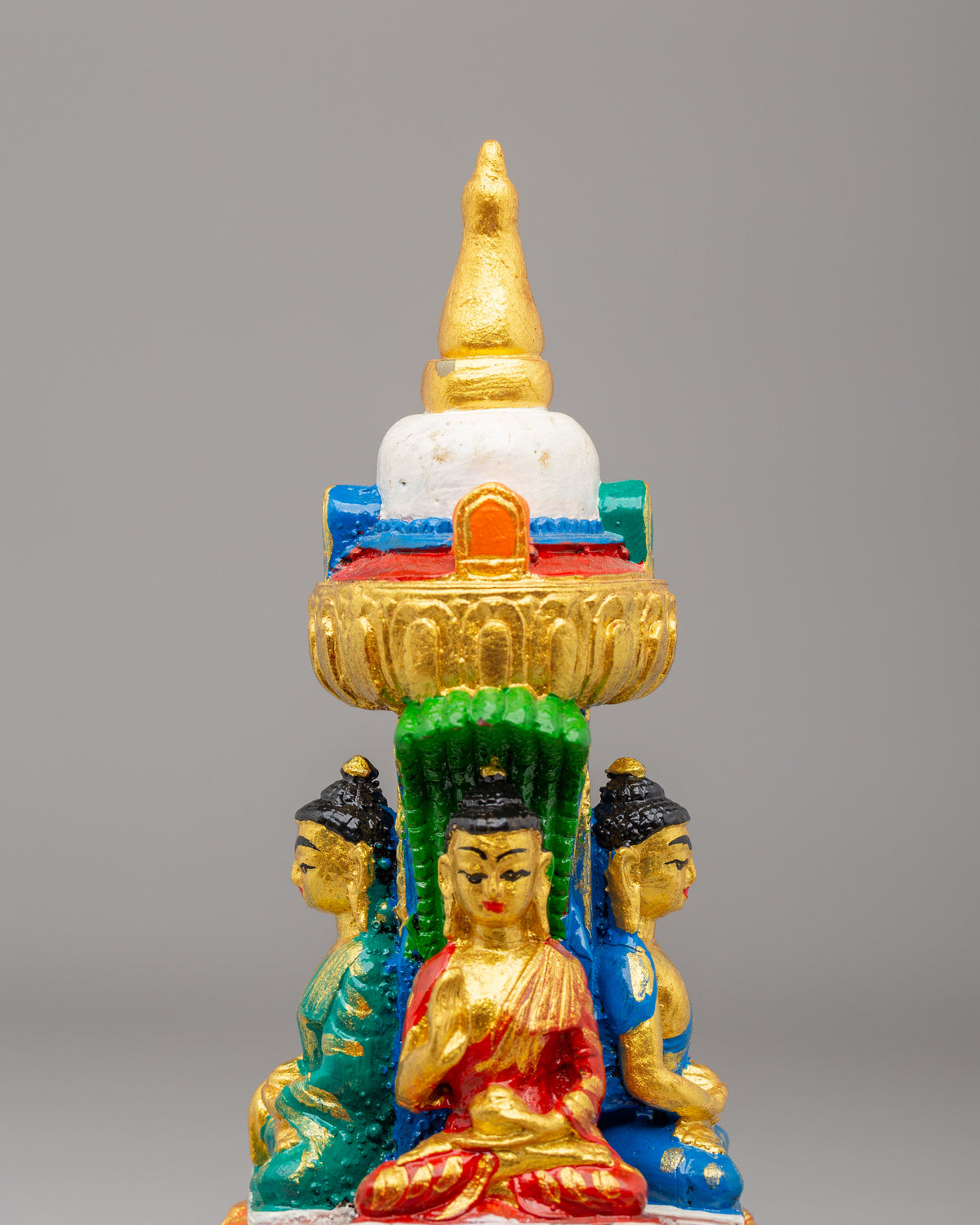 Stupa with Five Dhyani Buddhas | Handcrafted Sacred Shrine