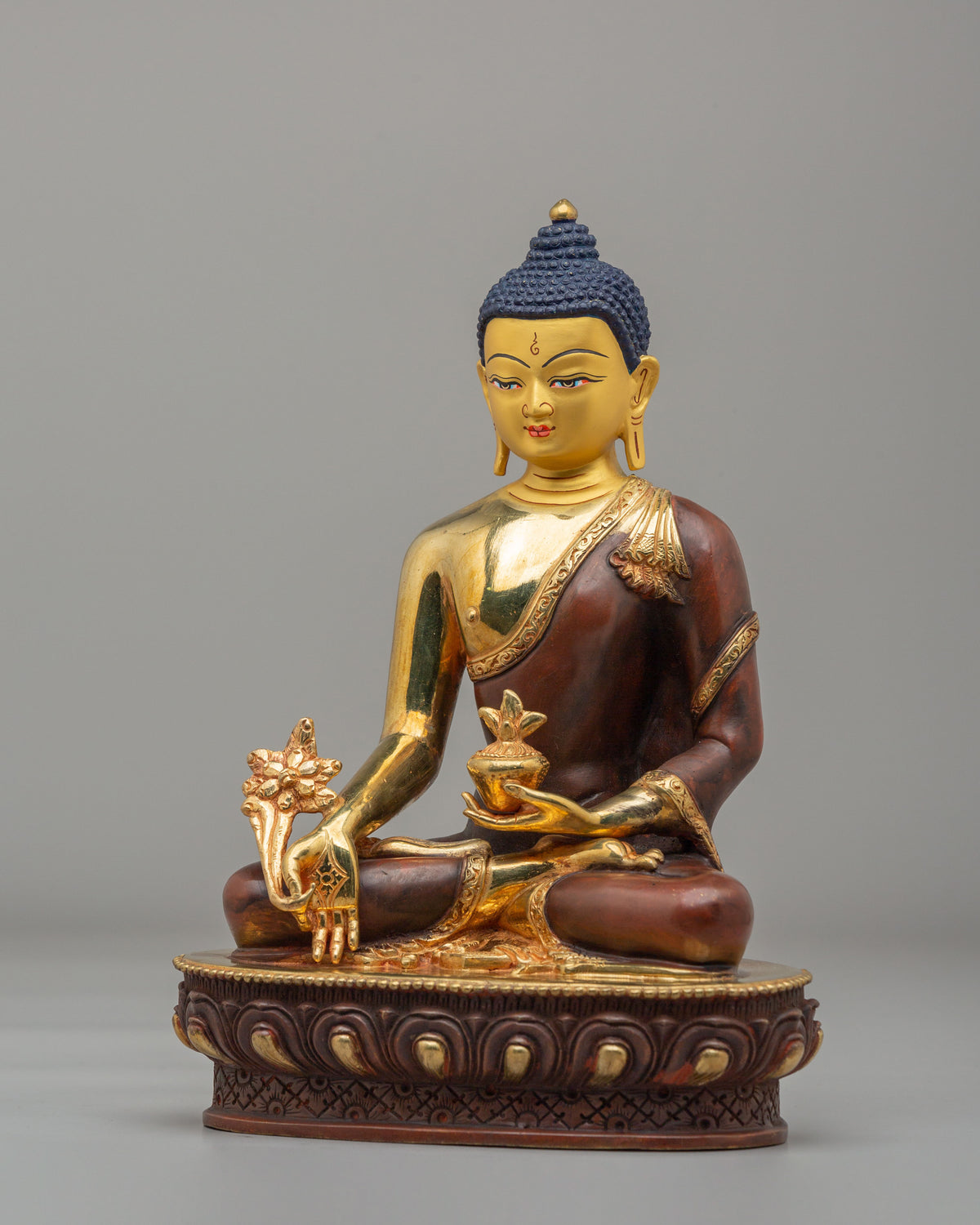 Sacred Medicine Buddha Sculpture | Gold Plated Buddhist Statue