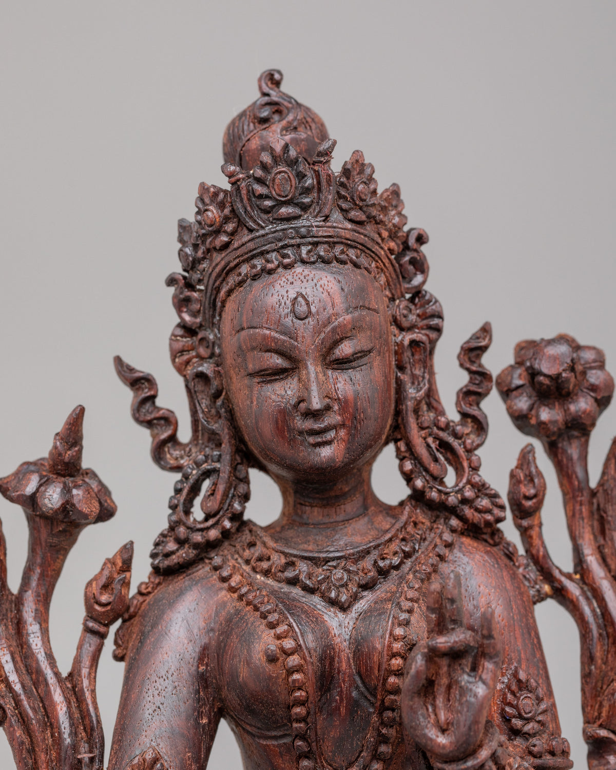 Handcarved Green Tara Altar Statue | Buddhist Goddess of Compassion