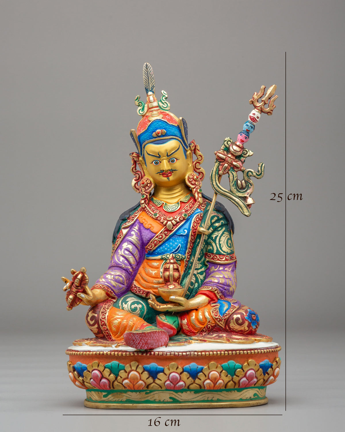 Padmasambhava Home Shrine Statue | Gold Plated Copper
