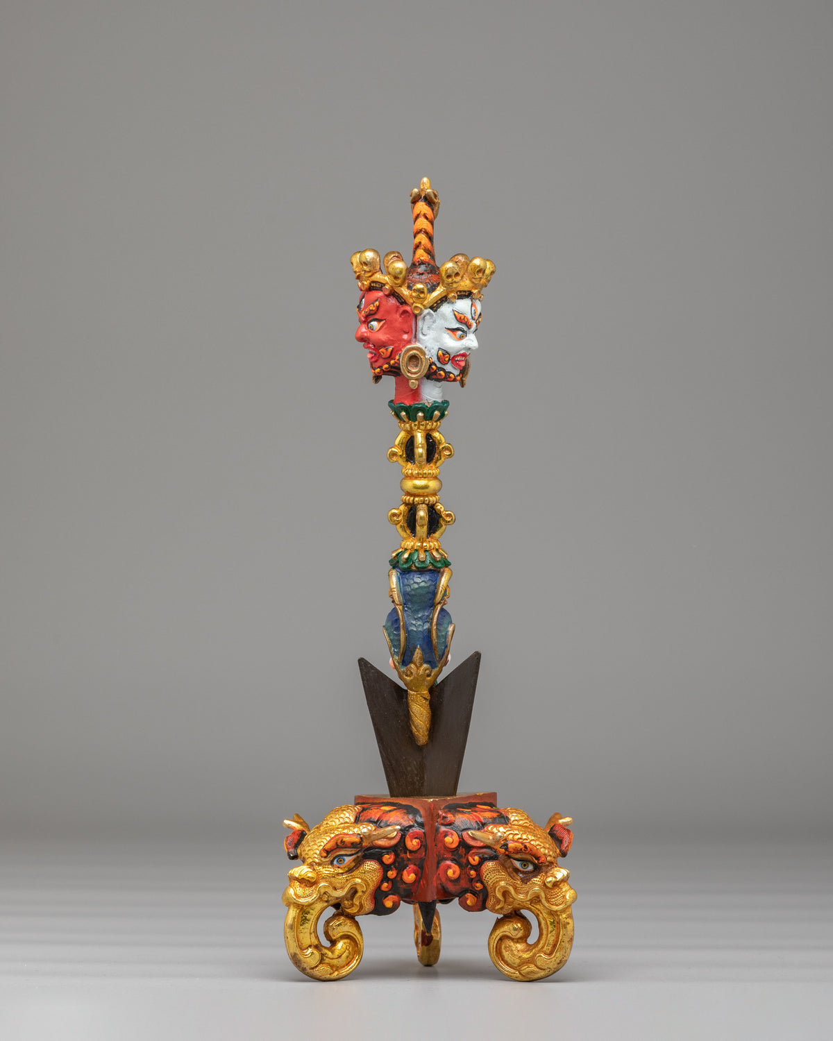 Handmade Altar Buddhist Ritual Dagger | Gold Plated Tibetan Phurba