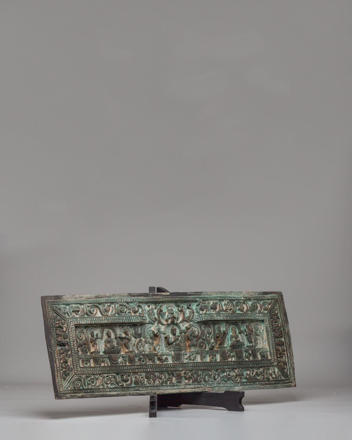 Carved Deity with Display Stand | Tibetan Buddhist Copper Artwork