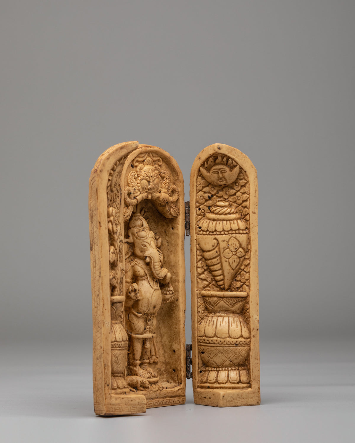 Traditional Ganesha Shrine Decor | Hand-Carved Religious Artwork