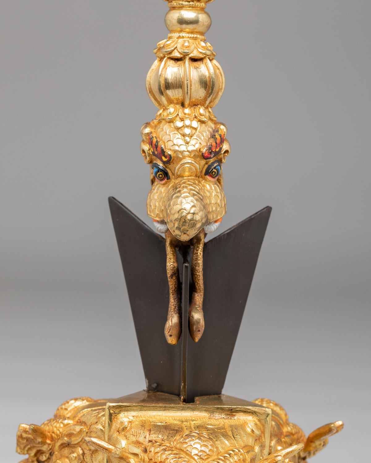 Traditional Buddhist Ceremonial Dagger Phurba | Gold Plated Tibetan Ritual Dagger