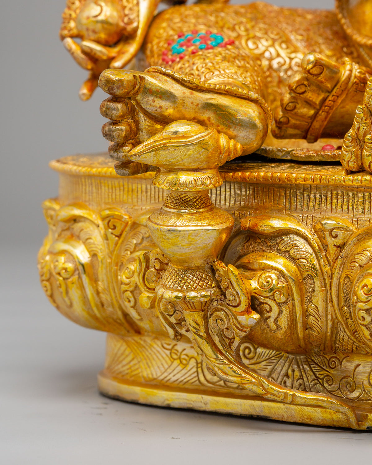 Traditional Dzambhala Altar Sculpture | 24K Gold Plated Buddhist Wealth Deity