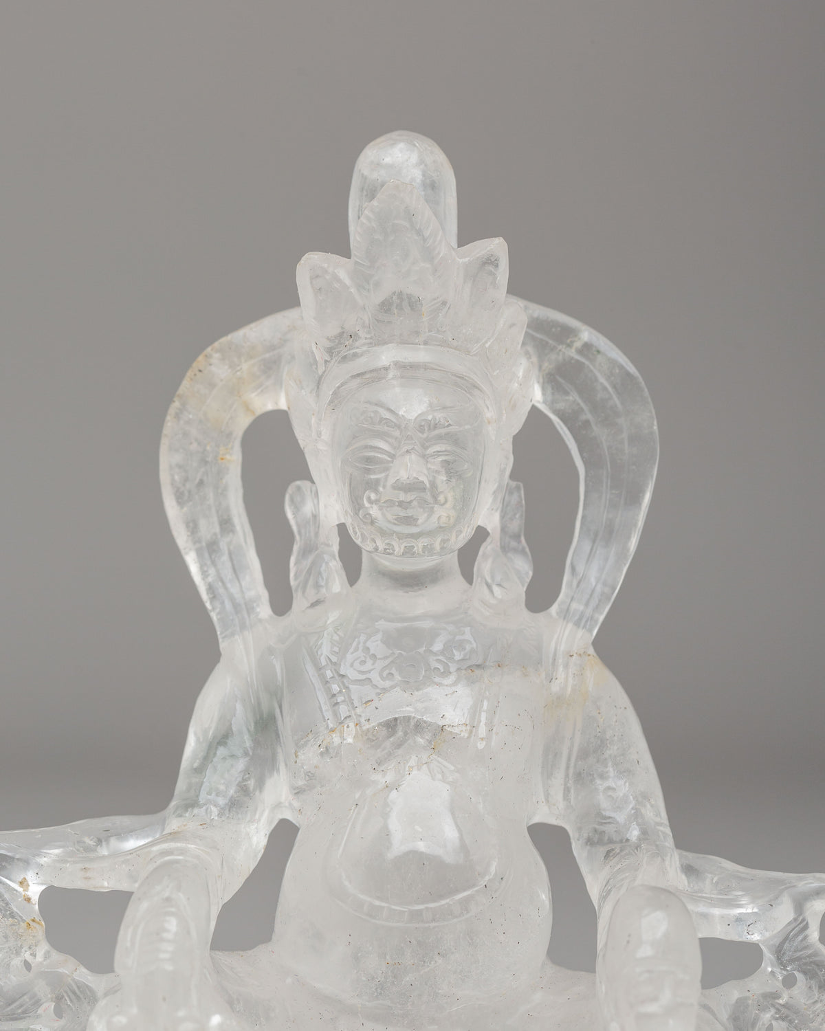 Himalayan Crystal Dzambhala Sculpture | Buddhist Wealth Deity Artwork