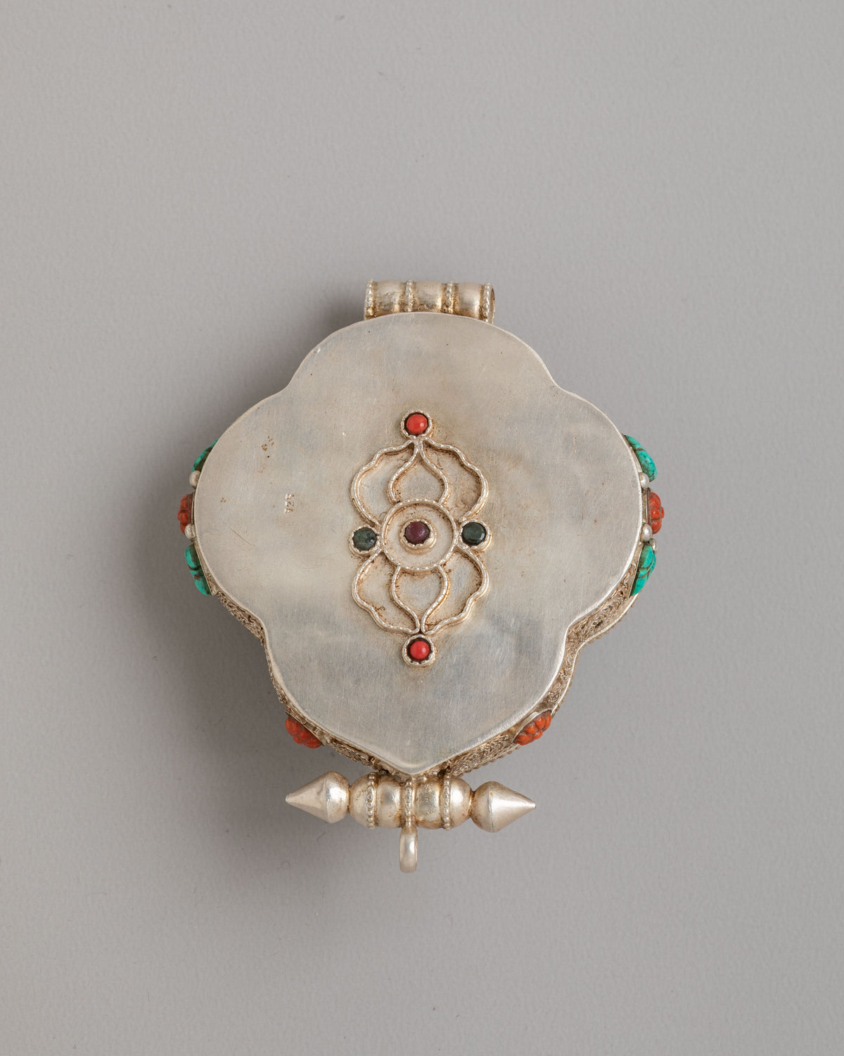 Tibetan Buddhist Amitayus Ghau Locket | Handcarved Silver Pendant