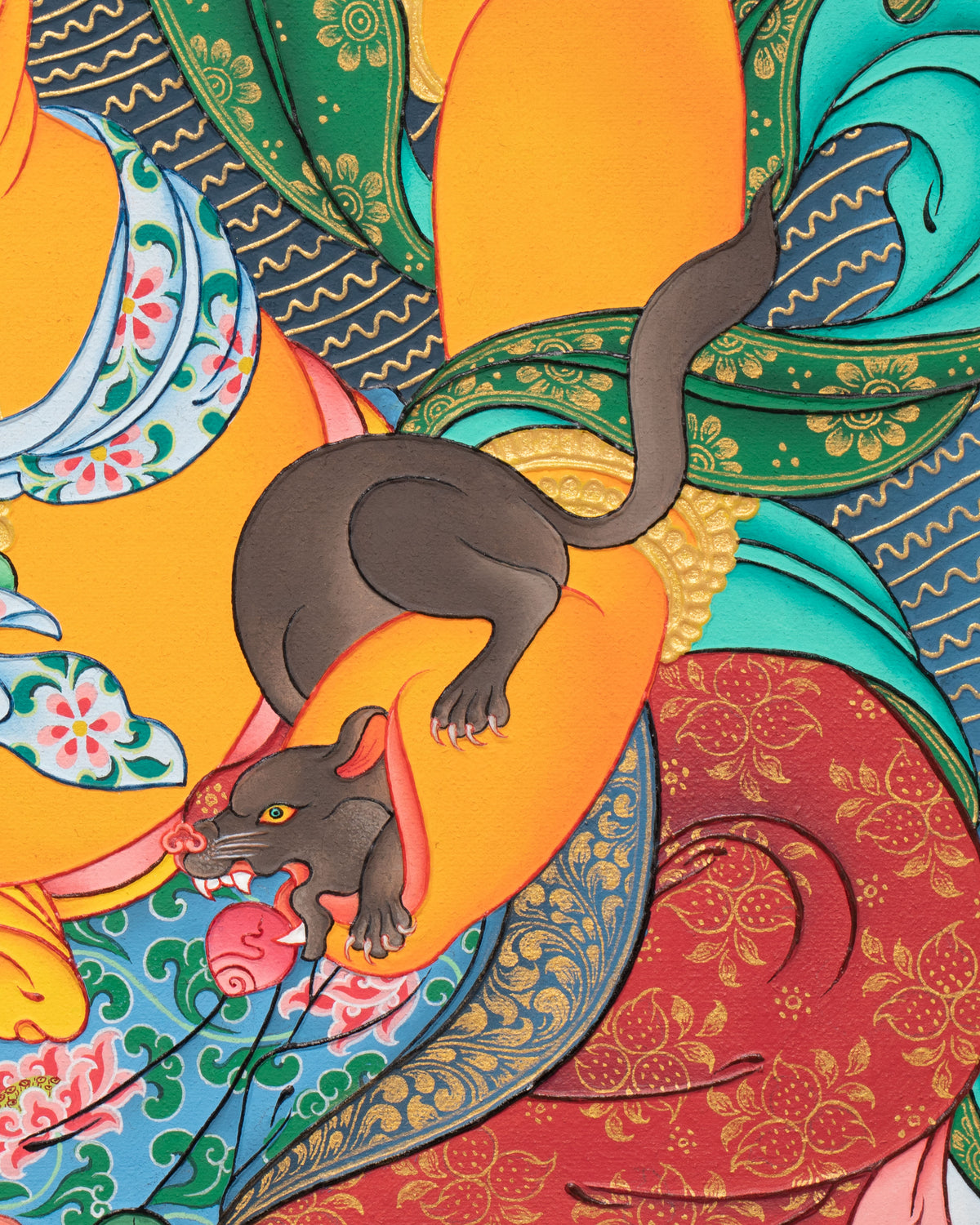 Spiritual Namtoshe Wall Hanging | Handpainted Tibetan Buddhist Wealth Deity Art