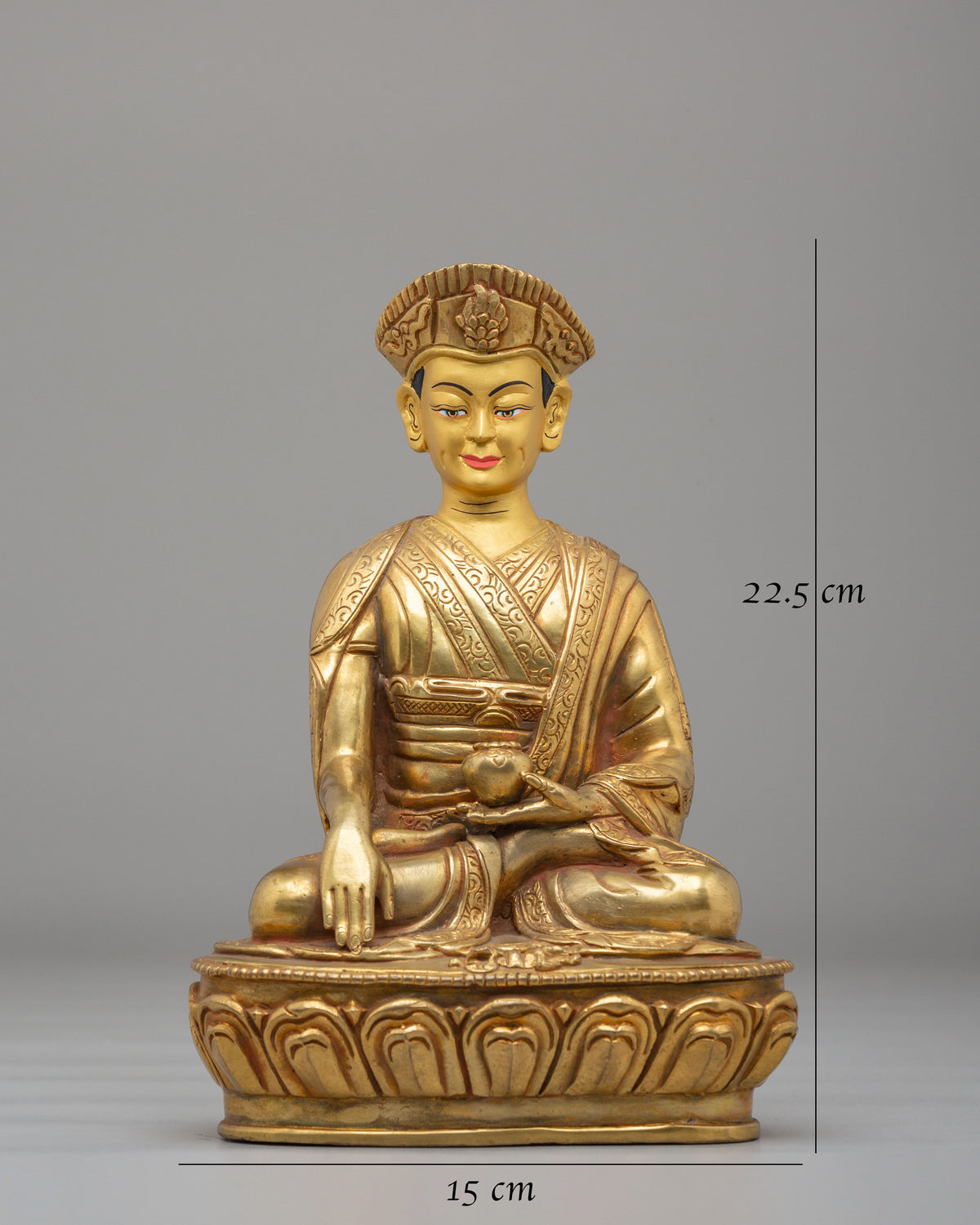 Traditional Jigten Sumgon Lama Sculpture | Gold Plated Buddhist Statue