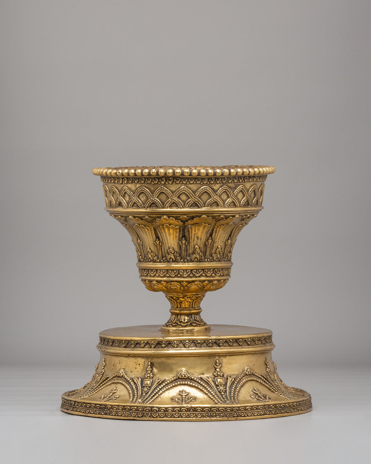 Traditional Sacred Butter Lamp | Buddhist Brass Offering Lamp