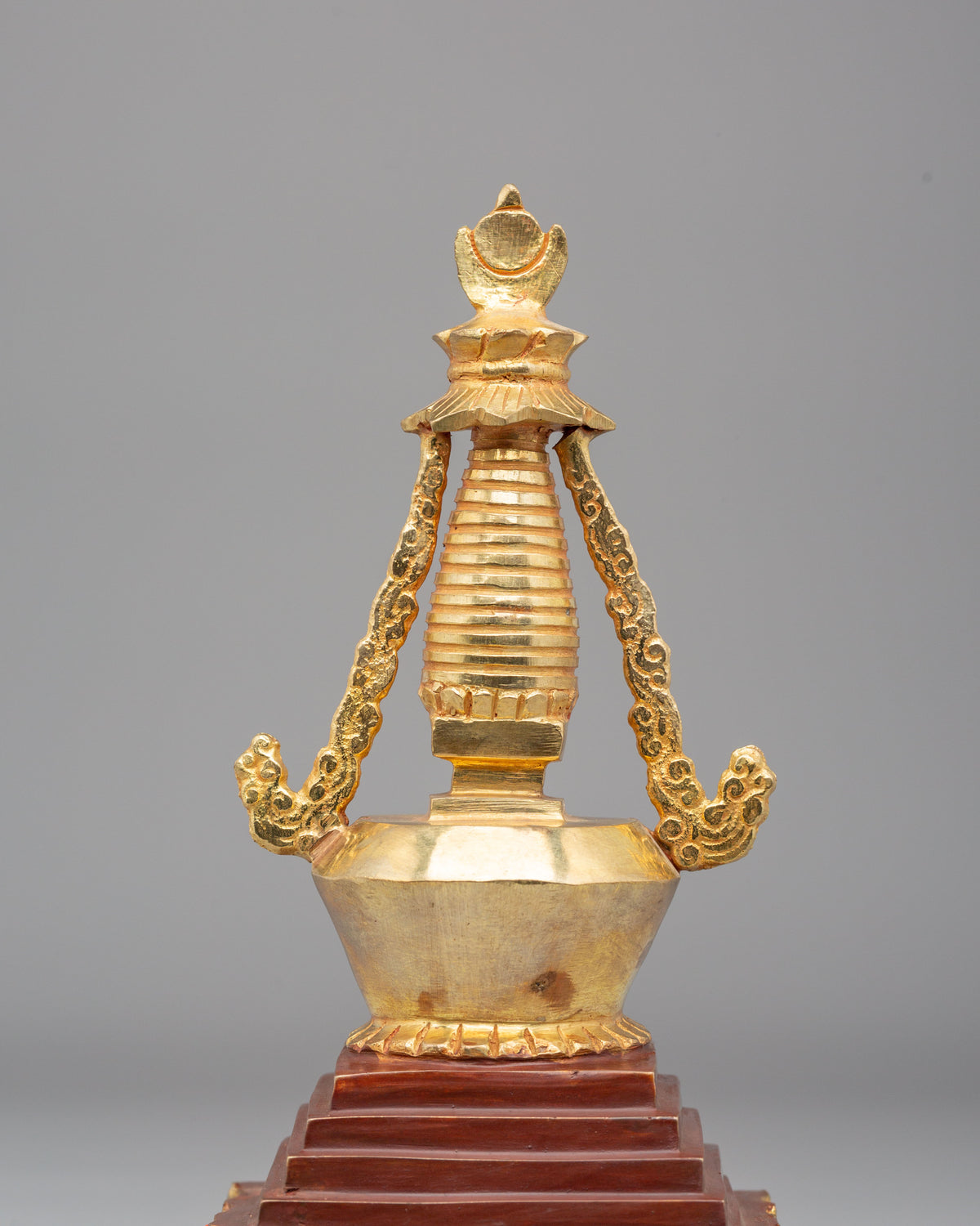 Tibetan Shrine Enlightenment Stupa | 24K Half Gold Plated Copper