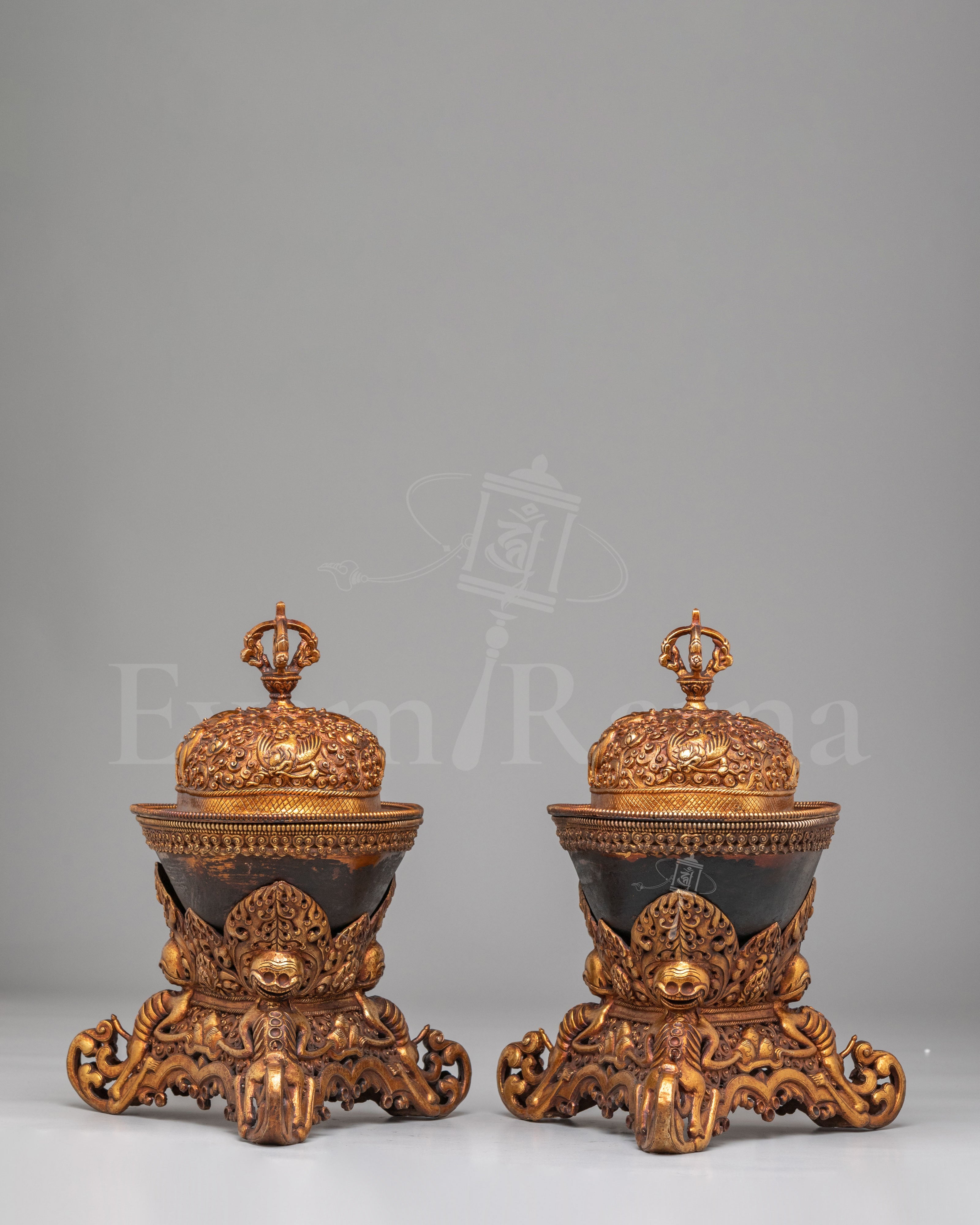 Traditional Tibetan Kapala Set for Altar  