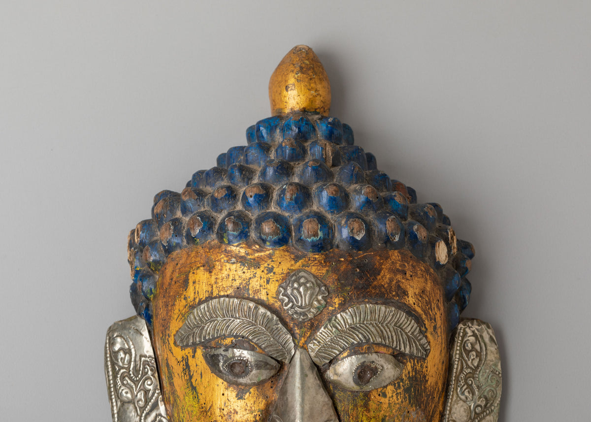 Tibetan Buddhist Buddha Head Wall Art | Himalayan Spiritual Artwork