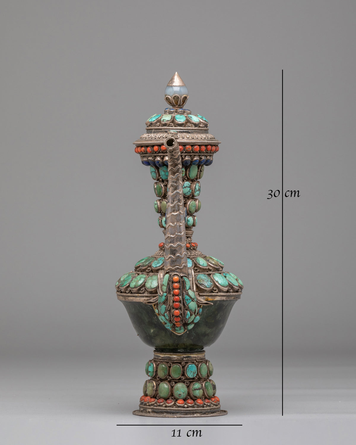 Hong Kong Jade Tea Pot | Antique Tibetan Silver Tea Vessel