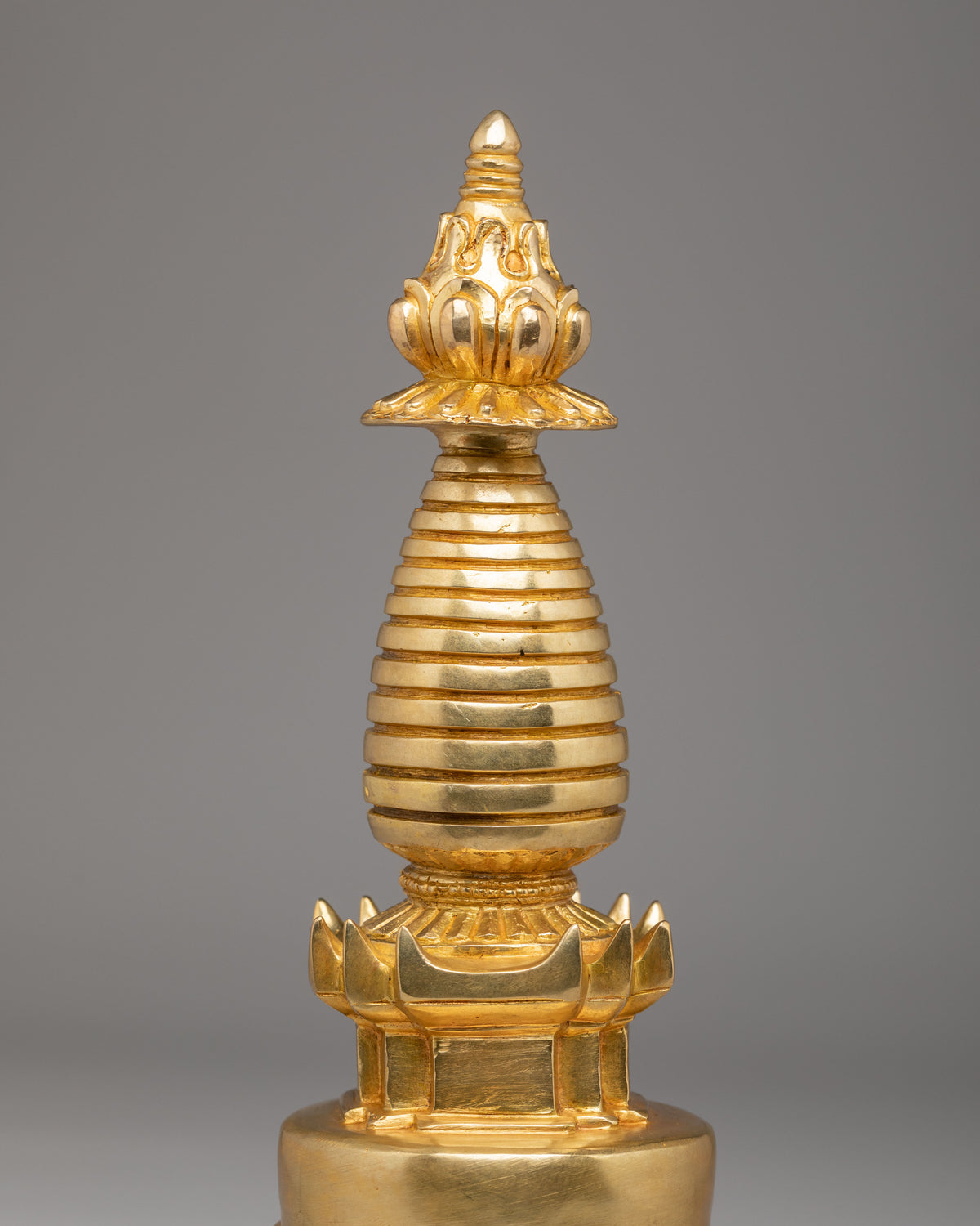 Sacred Buddhist Stupa for Home Shrine | Gold Plated Kadampa Stupa