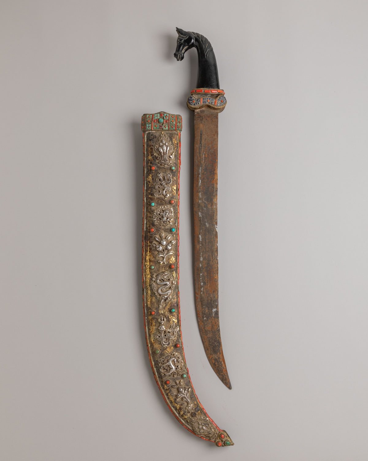 Tibetan Sword With Decorative Scabbard | Traditional Himalayan Sword Art
