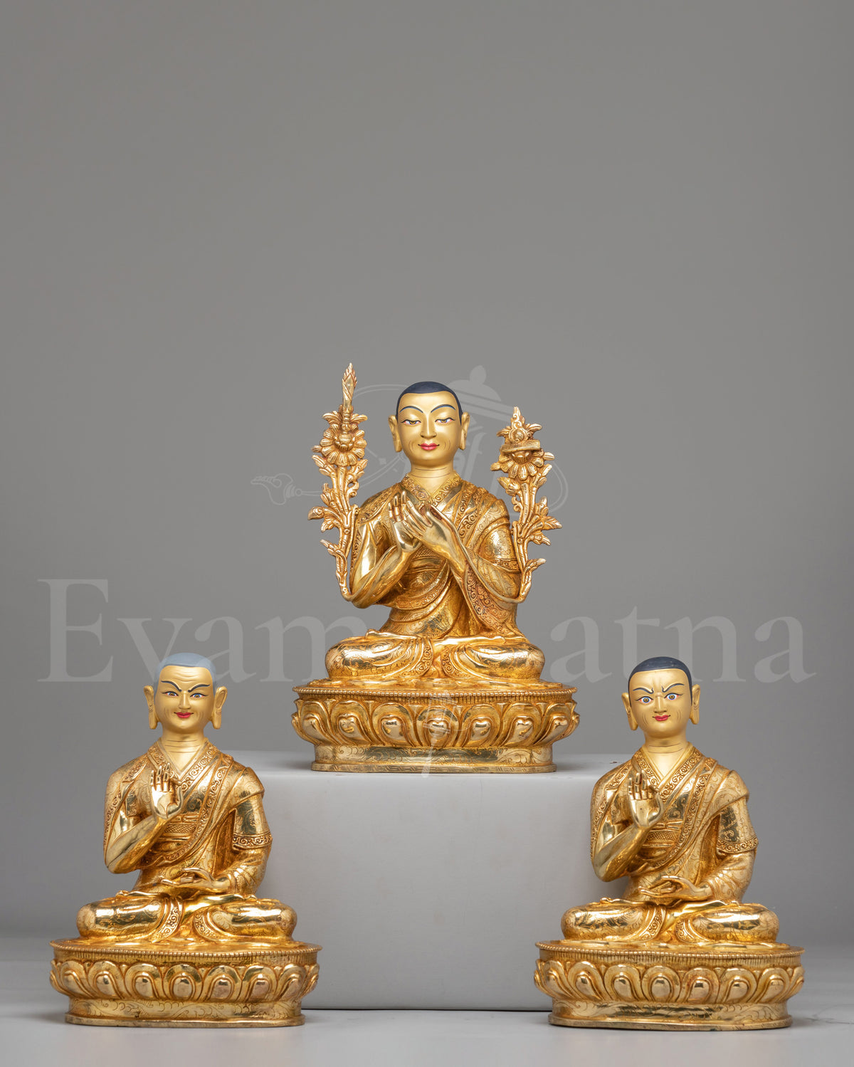 Tibetan Buddhist Tsongkhapa Statue Set