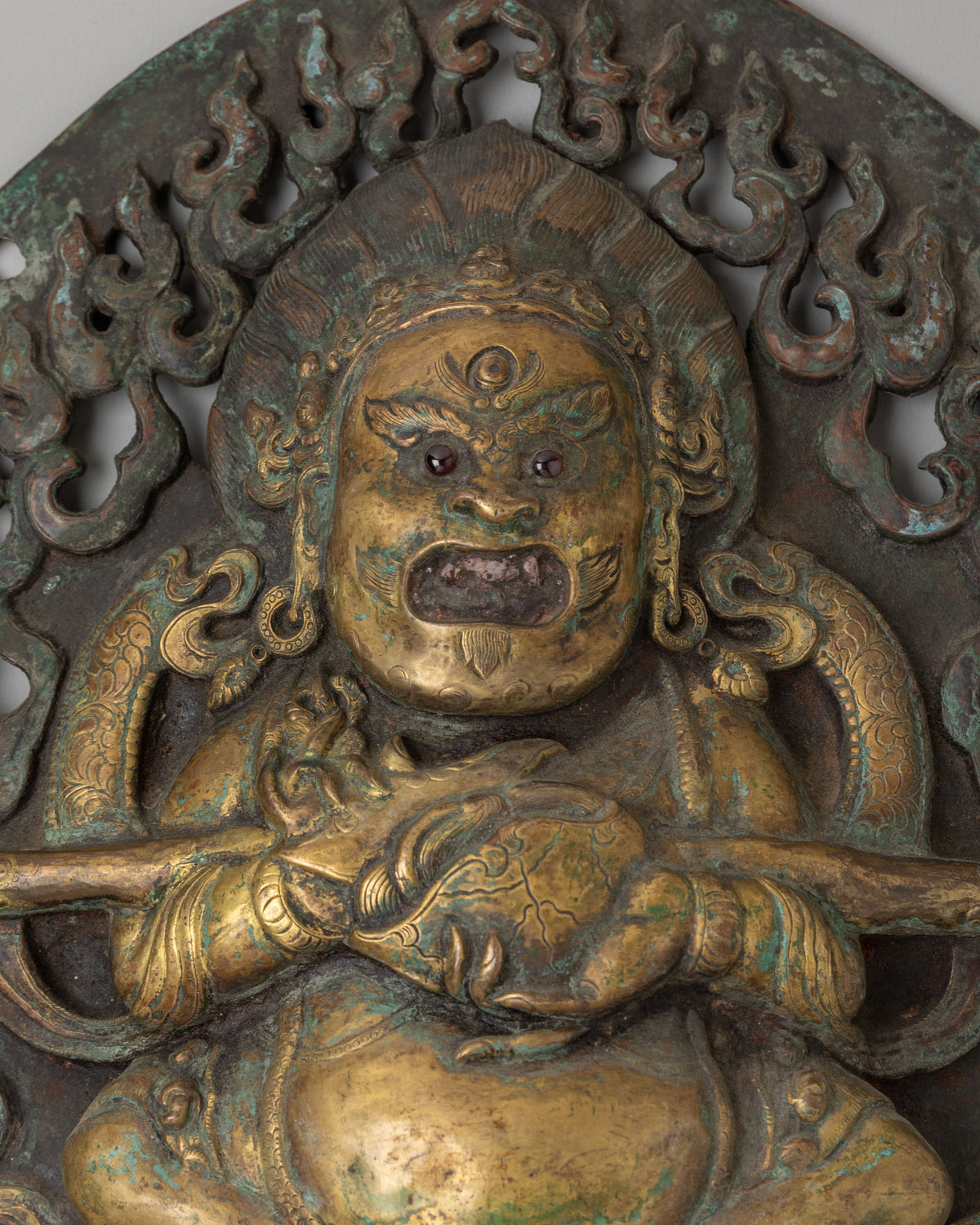 Antique Panjarnata Mahakala Wall Hanging | 35+ Year Copper Artwork