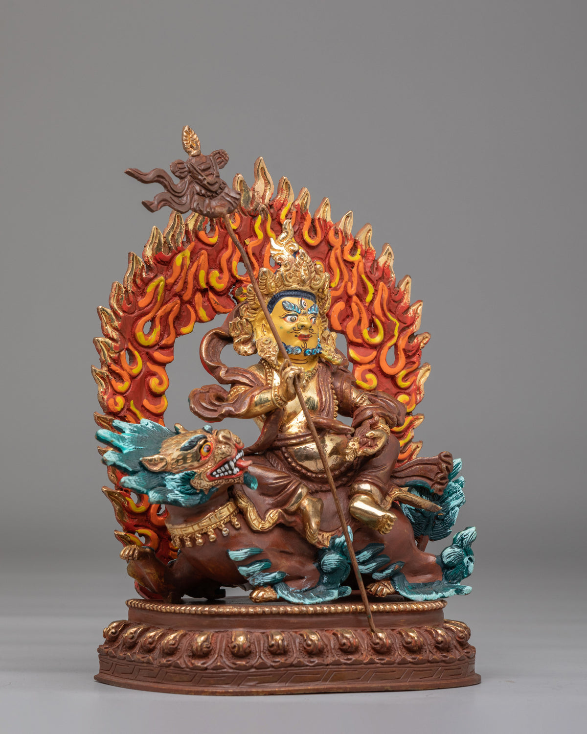 Namtoshe Buddhist Wealth Deity Statue | 24K Gold Plated Tibetan Guardian Sculpture