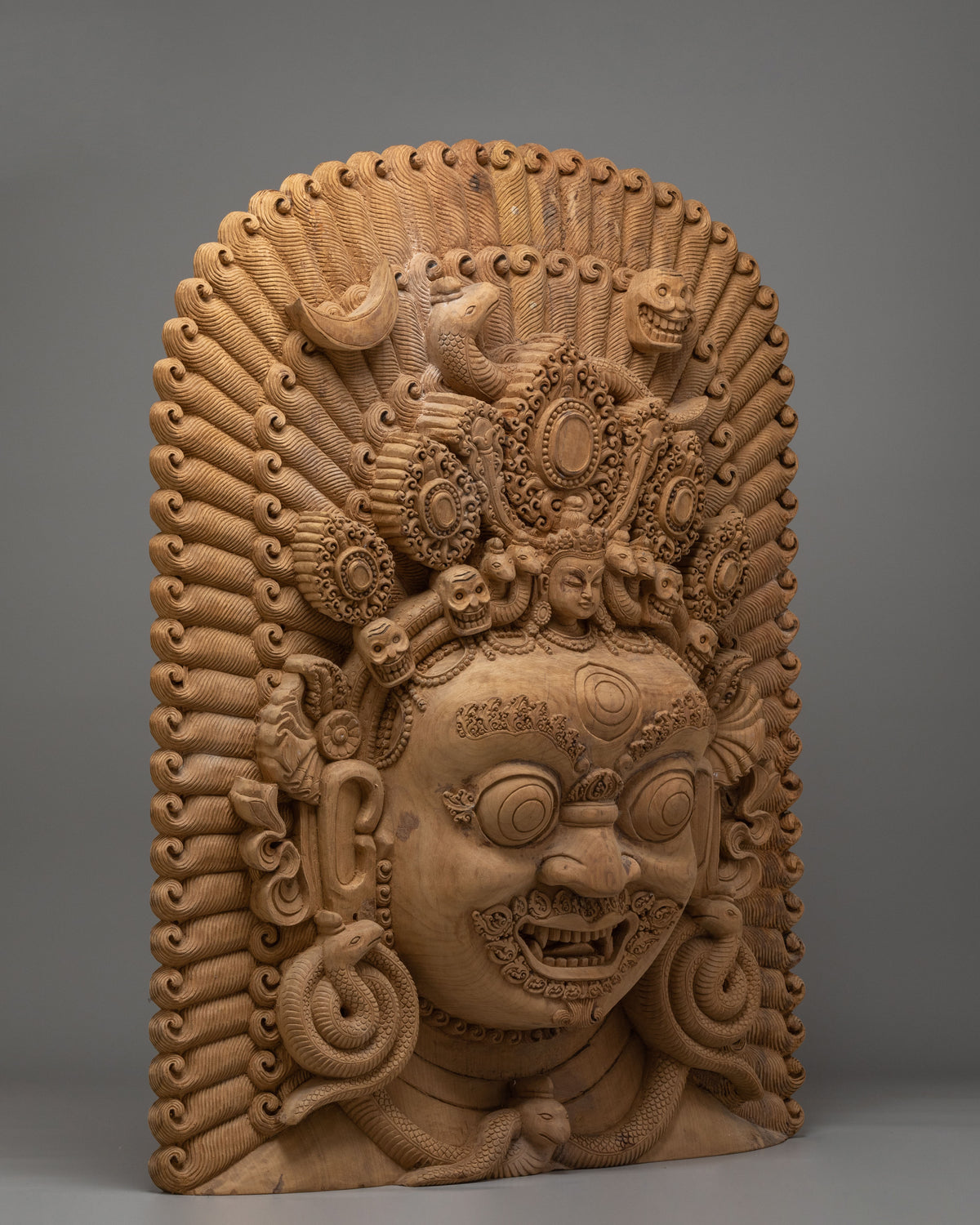 Wooden Bhairava Wall Hanging | Exclusive Hand-Carved Sacred Artwork