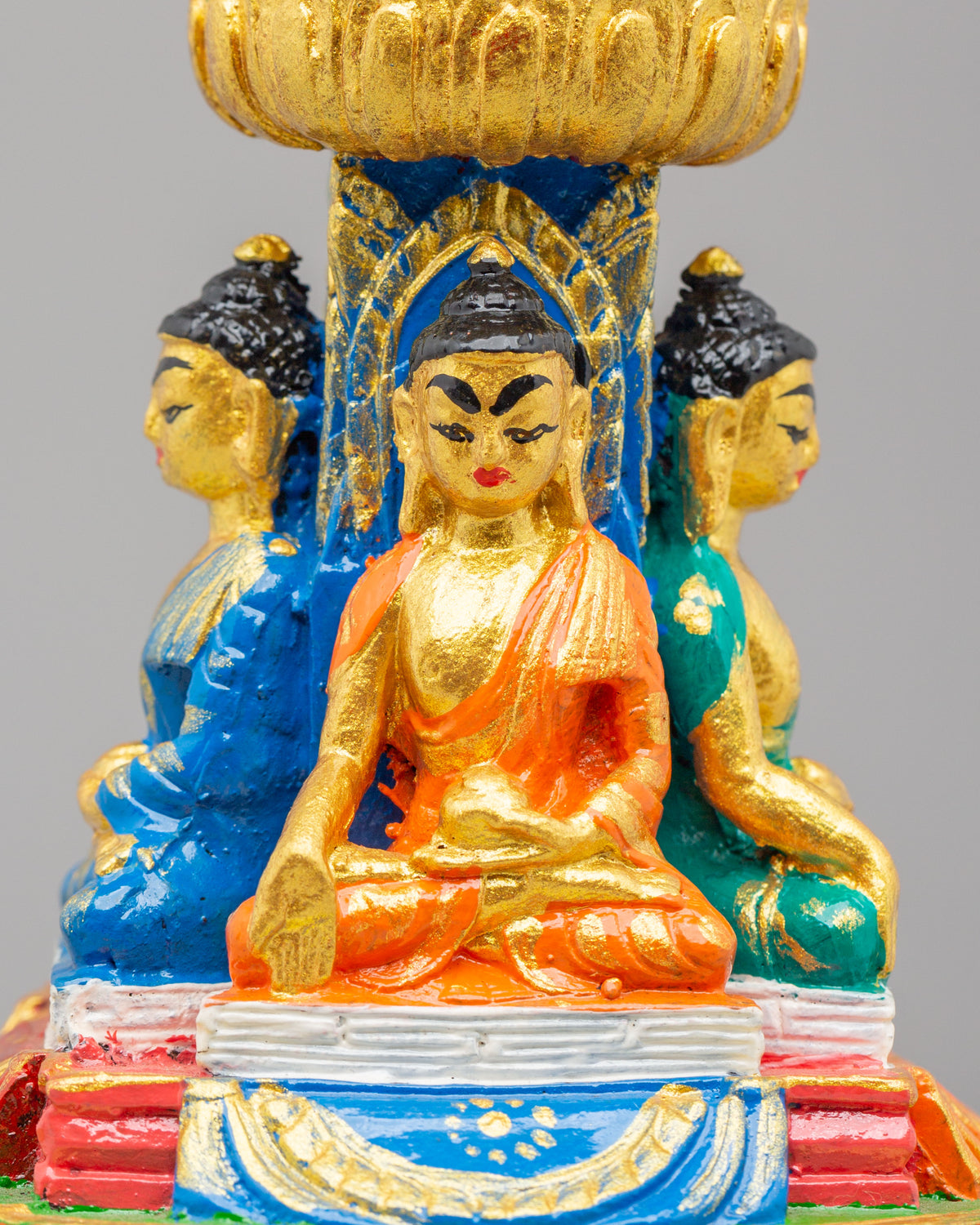 Stupa with Five Dhyani Buddhas | Handcrafted Sacred Shrine