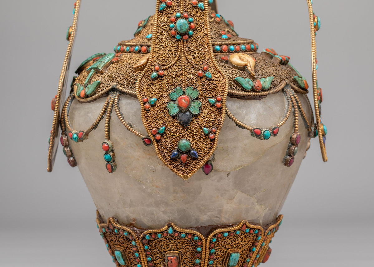 Tibetan Buddhist Long Life Ritual Vase | Spiritual Decor for Meditation