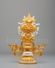 Buddhist Dharma Wheel for Altar | Gold and Silver Plated Sacred Artwork