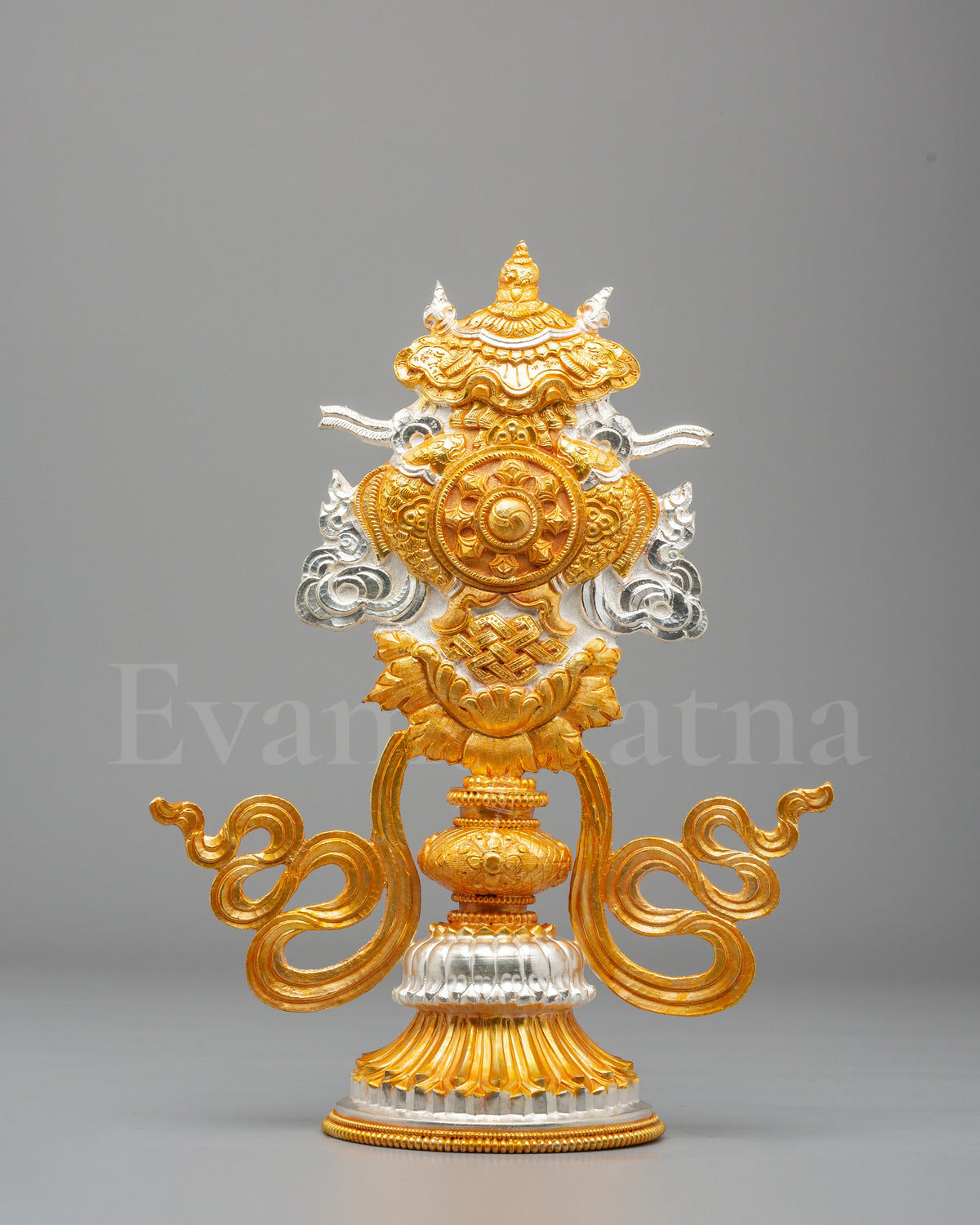 Buddhist Dharma Wheel for Altar | Gold and Silver Plated Sacred Artwork