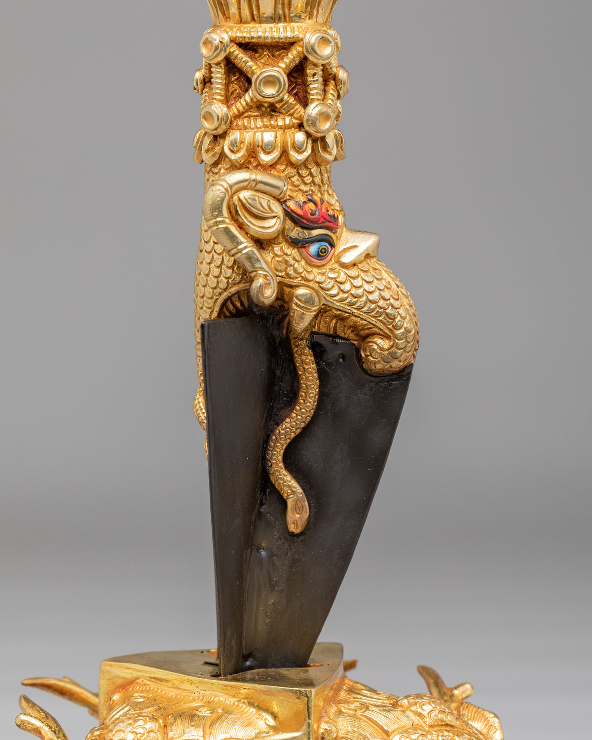 Handcrafted Altar Ritual Phurba | Gold Plated Tibetan Buddhist Ceremonial Dagger