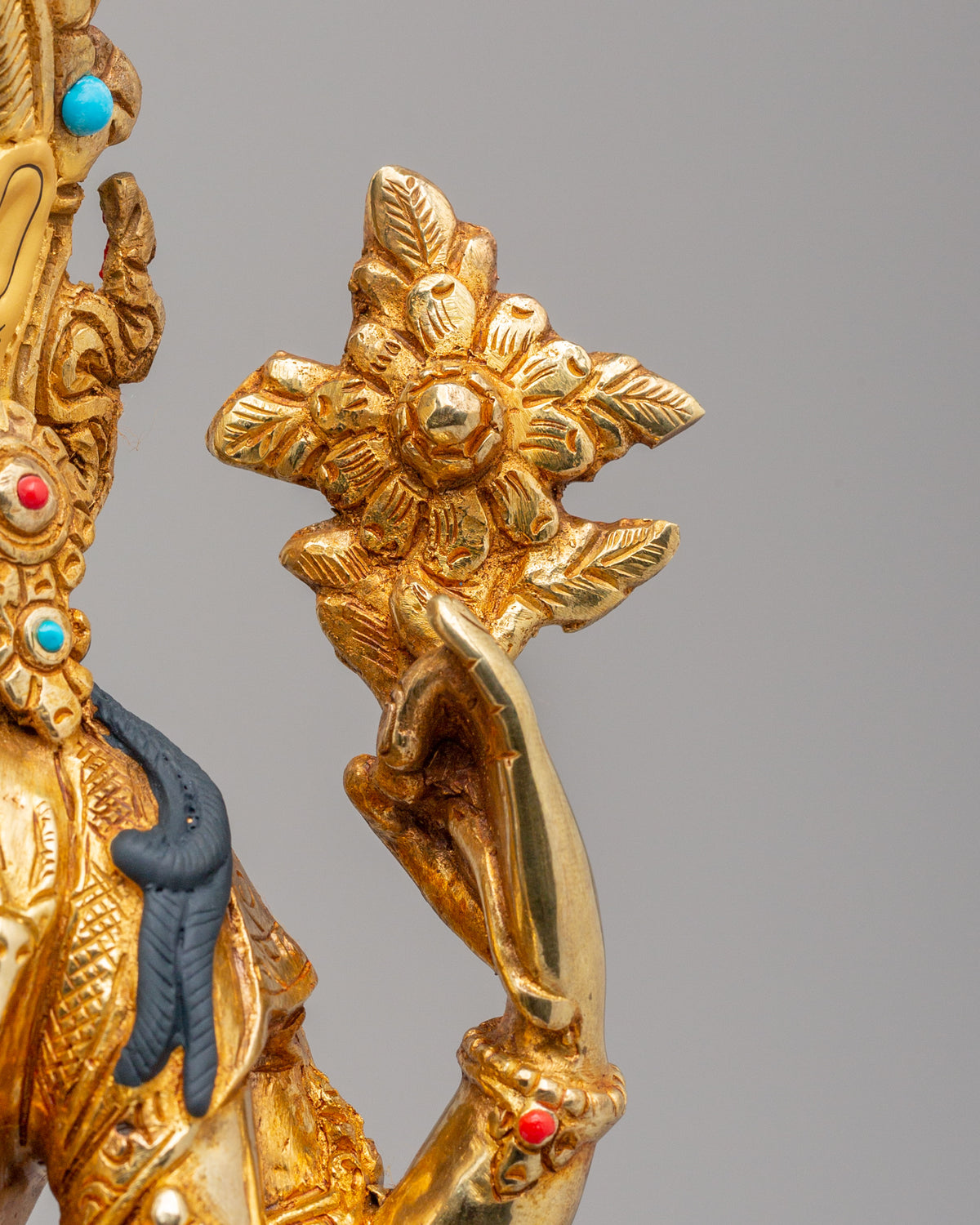 Buddhist Altar Chenrezig Sculpture | 24K Gold Gilded Compassion Statue