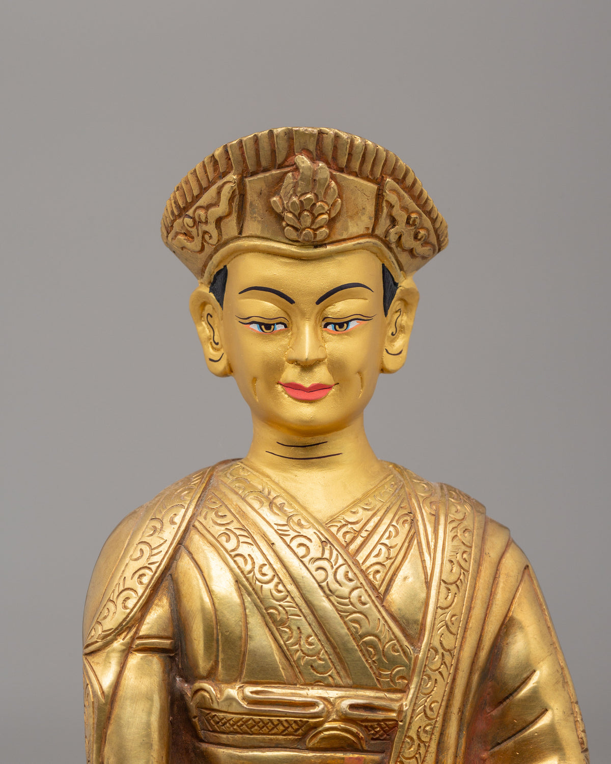 Traditional Jigten Sumgon Lama Sculpture | Gold Plated Buddhist Statue
