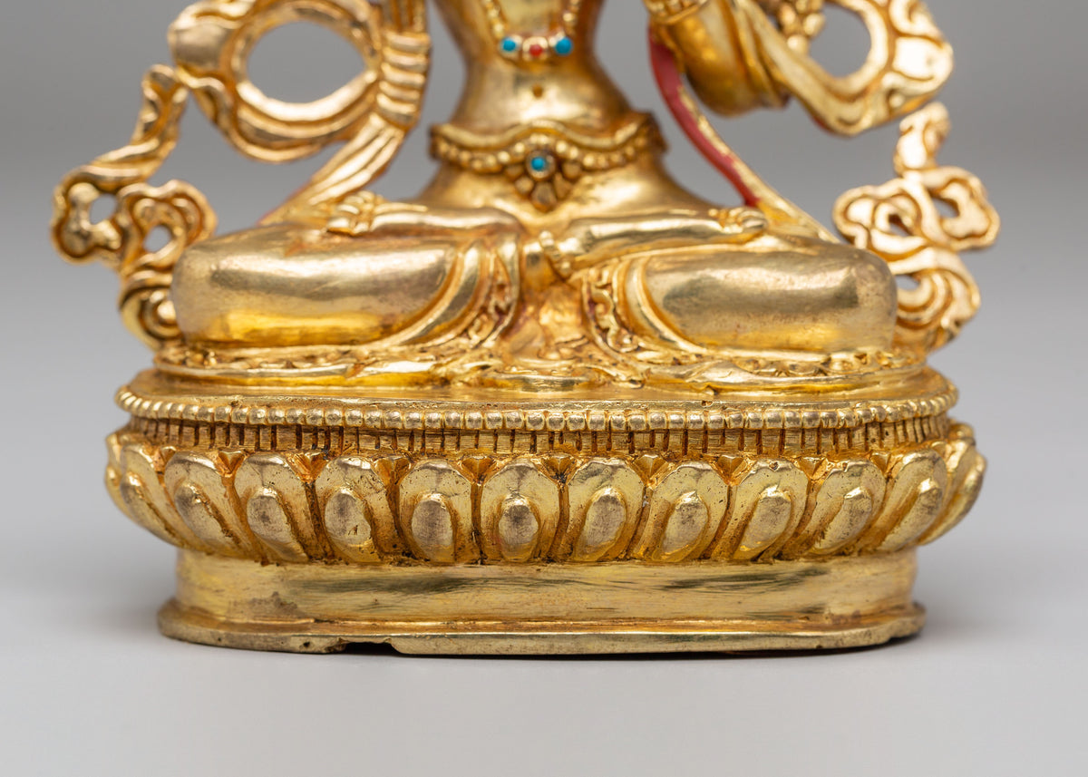 24K Gold Plated Manjushri Sculpture | Wisdom Deity Sculpture