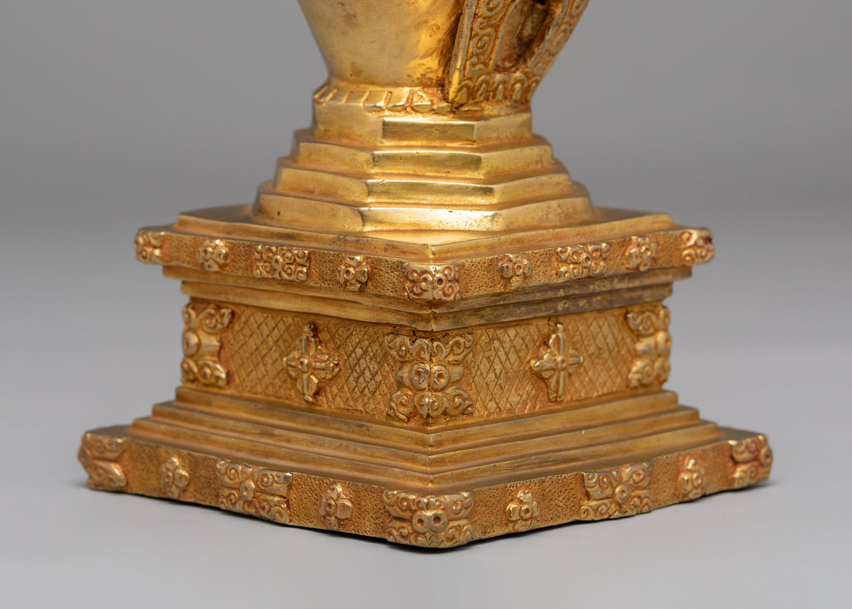 Stupa of Reconciliation for Buddhist Altar | Gold-Plated Copper Sculpture