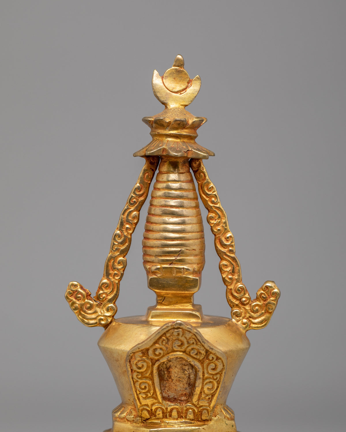 Stupa of Reconciliation for Buddhist Altar | Gold-Plated Copper Sculpture