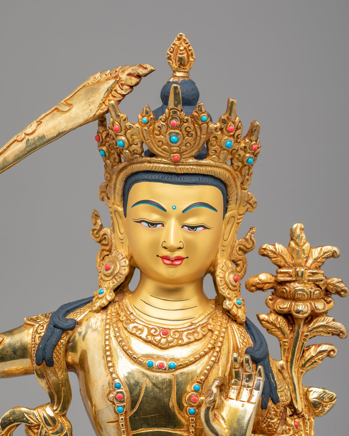 Himalayan Buddhist Manjushri Sculpture | Bodhisattva of Transcendent Wisdom