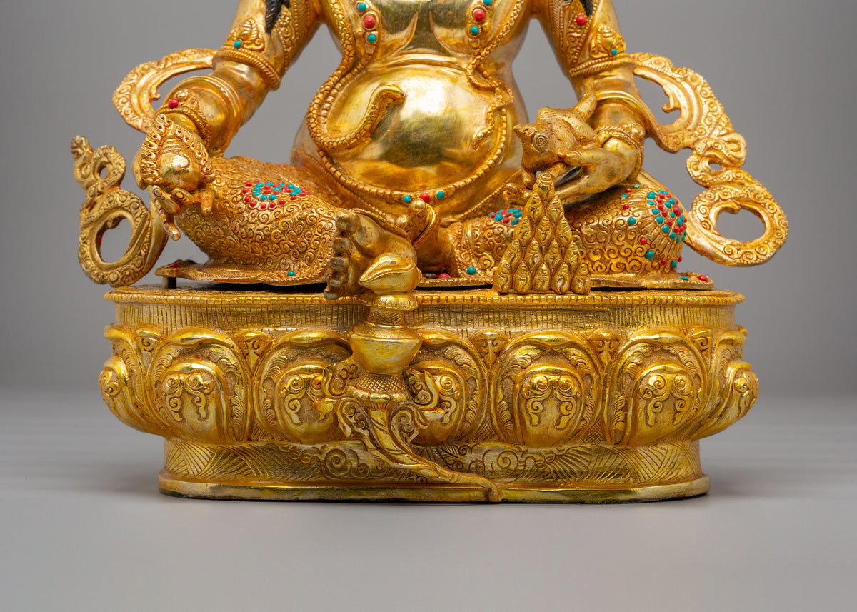 Traditional Dzambhala Altar Sculpture | 24K Gold Plated Buddhist Wealth Deity
