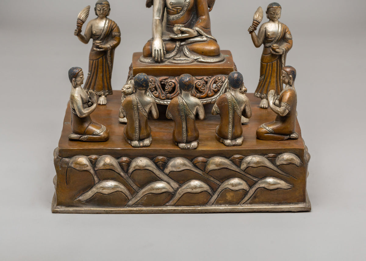 Buddha With Disciples Under Tree Statue | Spiritual Home Decor
